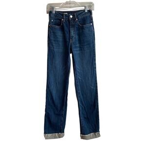 Pilcro The Rue TALL High Rise Raw Hem Dark Wash Jeans 24